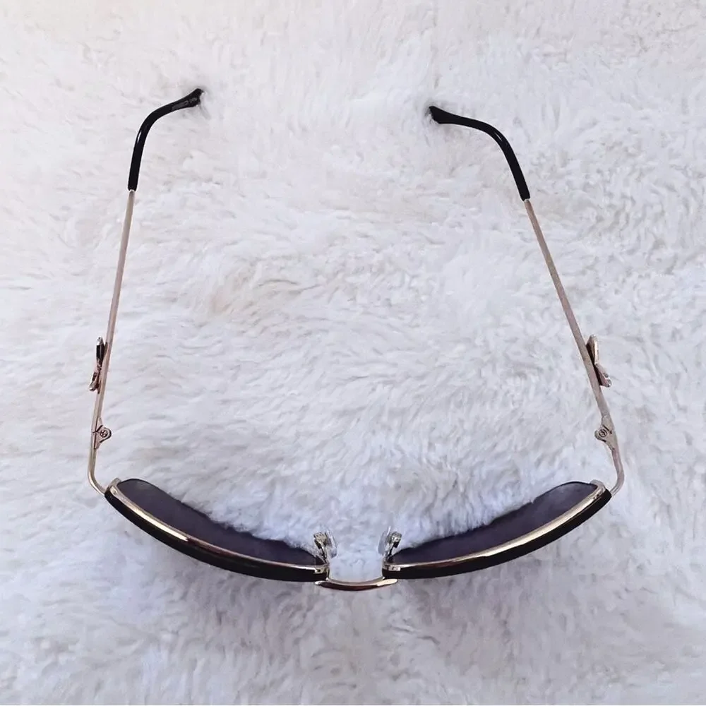 Delia Black Rimless Butterfly Accent Sunglasses